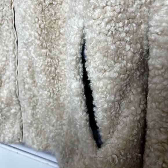 PENDLETON WOOLEN MILLS WOMENS SHERPA CREAM & BLUE PLAID FULL ZIP JACKET M - Picture 12 of 12